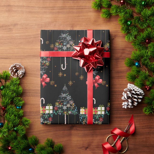 Luxury Christmas Tree Santa & Candy Cane Wrapping Paper (Holiday Gift)