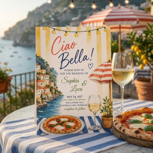 Luxury Ciao Bella Mediterranean Amalfi Coast  Invitation (Creator Uploaded)
