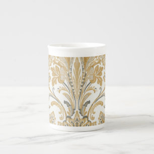 Luxury, Classic,Elegant,Gold Beige Pattern Bone China Mug