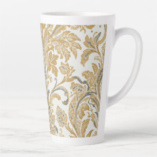Luxury, Classic,Elegant,Gold Beige Pattern Latte Mug