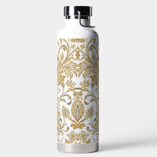 Luxury, Classic,Elegant,Gold Beige Pattern Water Bottle