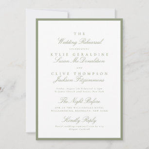 Luxury Classic Sage Green The Wedding Rehearsal Invitation