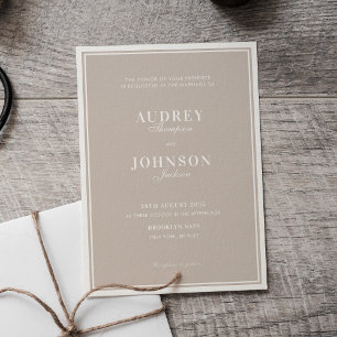 Luxury Classic Vintage Ivory with Border Wedding Invitation