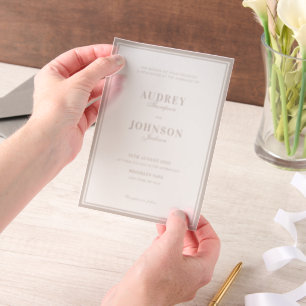 Luxury Classic Vintage Ivory with Border Wedding Vellum Invitations