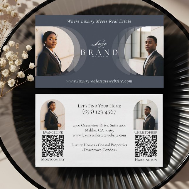 Luxury Classy Dual Agent Professional Real Estate Business Card (Luxury Classy Dual Agent Professional Real Estate Business Card)