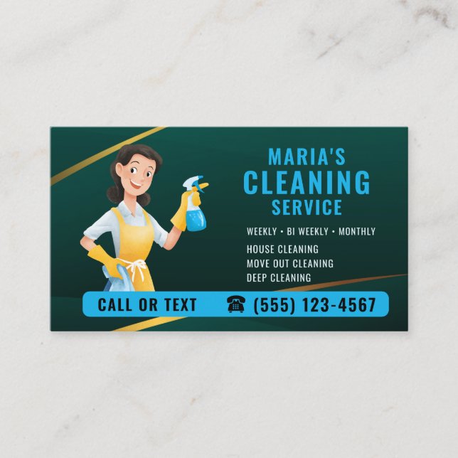 Luxury Cleaning Service Business Card (Front)
