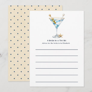 Luxury Coastal Blue Martini Bachelorette Advice Card