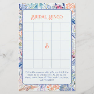 Luxury Coastal Chinoiserie Seashell Bridal Bingo