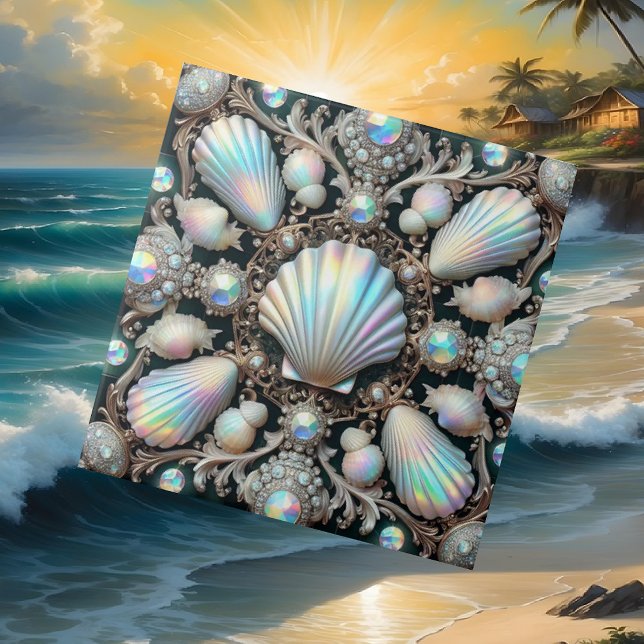 Luxury Coastal Decor | Diamonds and Seashells  Tile (Creator Uploaded)