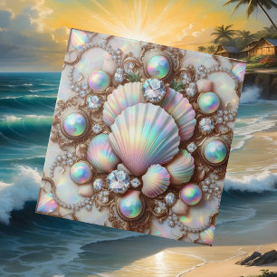 Luxury Coastal Decor   Diamonds and Seashells  Tile