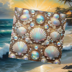 Luxury Coastal Decor Diamonds and Seashells Tile