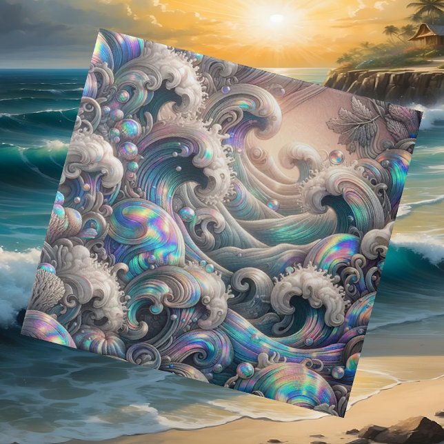 Luxury Coastal Living | Coral Reef Ocean Waves Tile (Creator Uploaded)