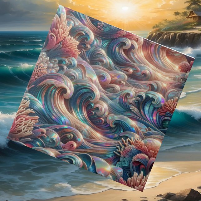 Luxury Coastal Living | Coral Reef Ocean Waves Tile (Creator Uploaded)