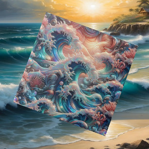 Luxury Coastal Living Coral Reef Ocean Waves Tile
