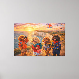 Luxury Cockapoo British Coastal Wall Art Canvas 