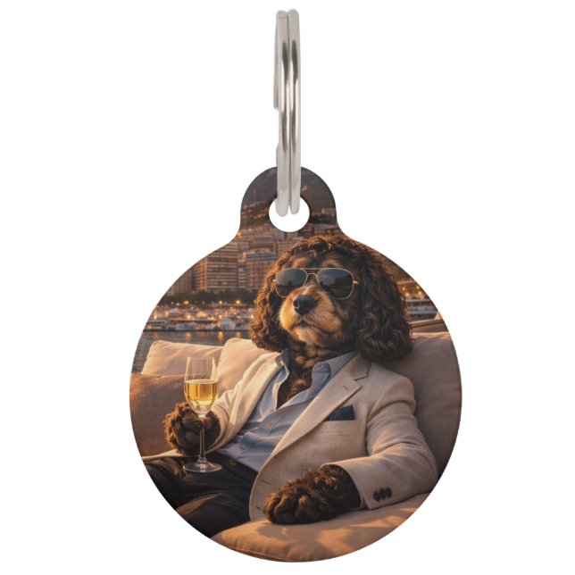 Luxury Cockapoo Dog Tag | Stylish Gentleman Dog ID (Front)