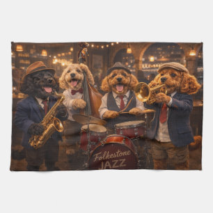 Luxury Cockapoo Jazz Band  Print Tea Towel