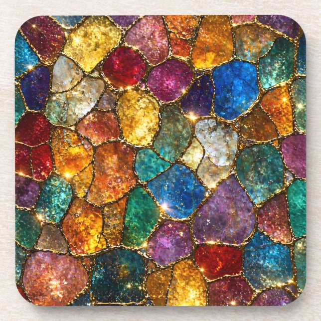 Luxury Colourful Crystal Mosaic Seamless Pattern Coaster (Front)