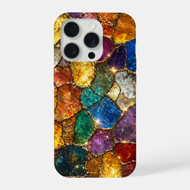 Luxury Colourful Crystal Mosaic Seamless Pattern iPhone Case (Back)