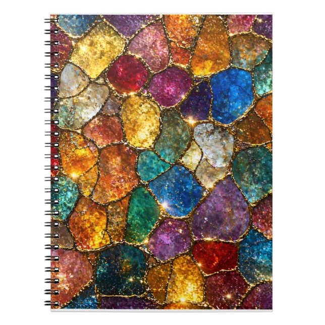 Luxury Colourful Crystal Mosaic Seamless Pattern Notebook (Front)