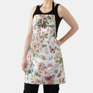 Luxury Colourful Wildflower Flower blue butterfly Apron