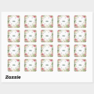 Luxury Colourful Wildflower Flower blue butterfly Square Sticker