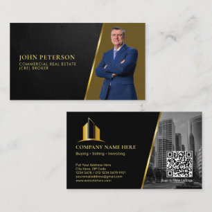 Luxury Commercial Real Estate Broker Black Gold Business Card