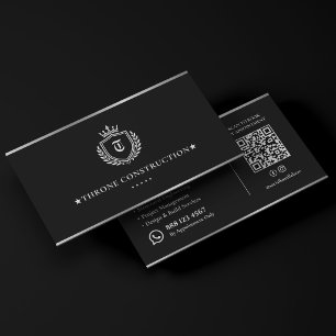 Luxury Construction Crest Contractor Black Business Card