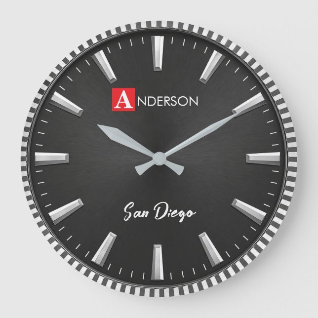  Luxury Contemporary Home  Modern Black Minimalist Large Clock (Front)