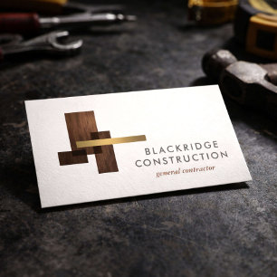 Luxury Contractor Construction Wood Logo Business Card