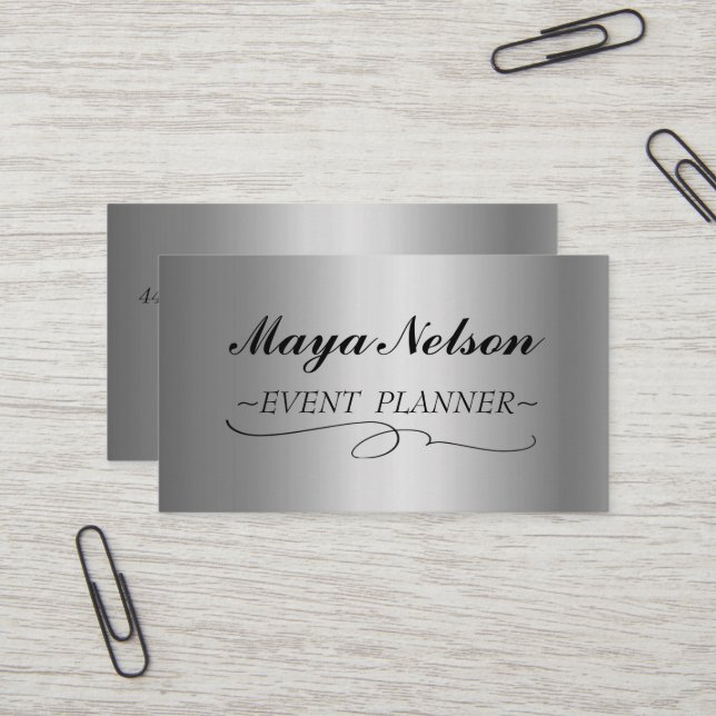  Luxury Cool Silver Sparkly Business Card (Front/Back In Situ)