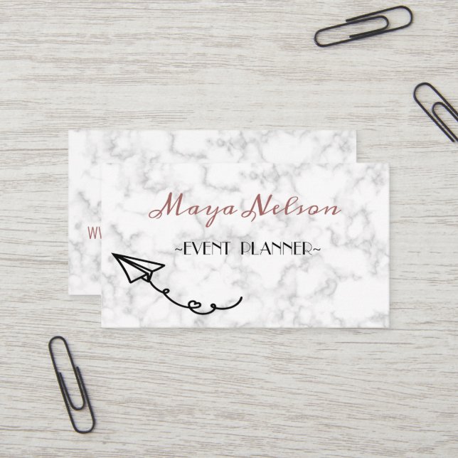  Luxury Cool White Marble Business Card (Front/Back In Situ)