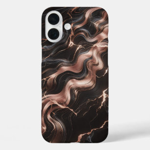Luxury Copper & Black Marble Case - Elegant Fluid 