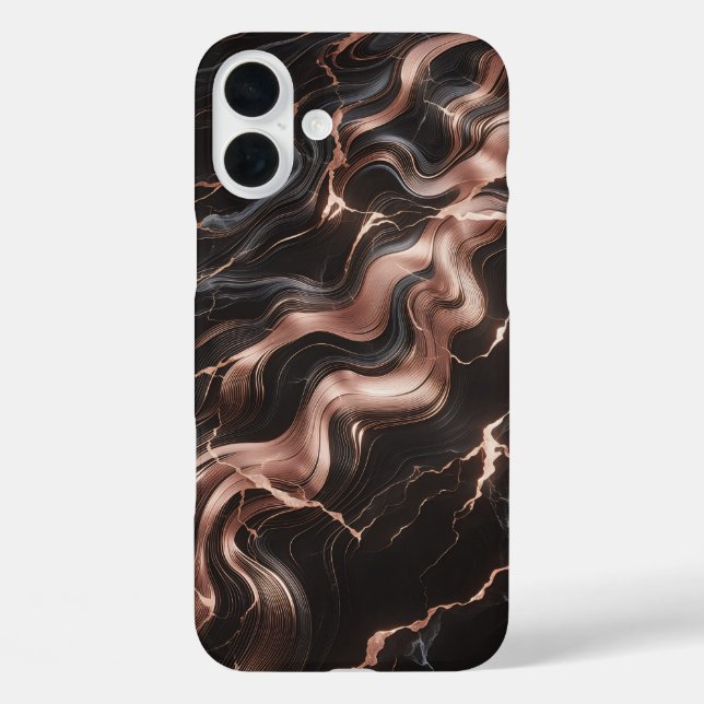 Luxury Copper & Black Marble Case - Elegant Fluid  (Back)