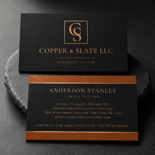 Luxury Copper & Slate Attorney Business Card