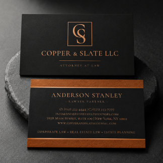 Luxury Copper & Slate Attorney Business Card