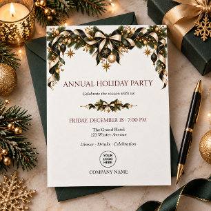 Luxury Corporate Holiday Party Gold Christmas Invitation