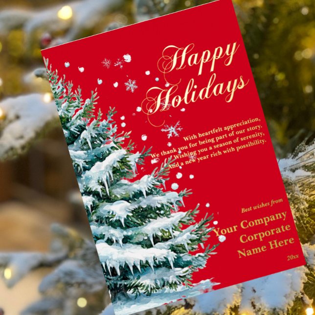 Luxury Corporate Snow Evergreen Holiday Foil Card (Creator Uploaded)