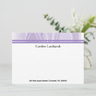 Luxury correspondence Custom Purple Silk & Pearls Card