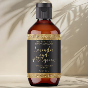 Luxury Cosmetics Label - Black & Gold Glitter