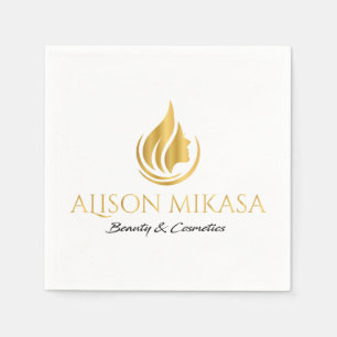 Luxury cosmetics spa skincare & beauty logo napkin