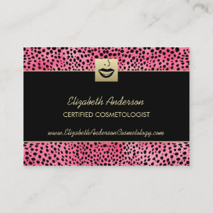 Luxury Cosmetology Pink Cheetah Print Appointment Card