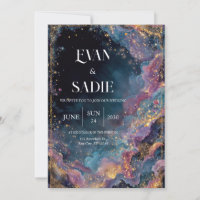 Luxury Cosmic Cloudscape Gold Glitter Wedding