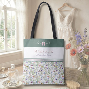 Luxury Cottagecore Wildflower Mother of the Bride Tote Bag