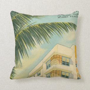Luxury cotton Vintage Miami Art Deco travel Cushion