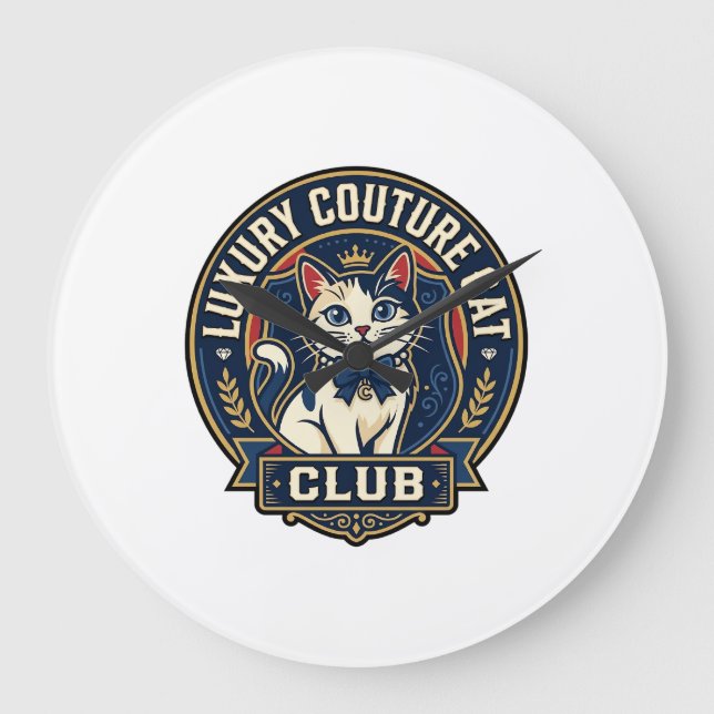 Luxury Couture Cat Cat Mum Gift Idea - Luxury Cout Large Clock (Front)