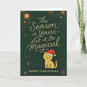 Luxury Cozy Santa Cat Christmas Card
