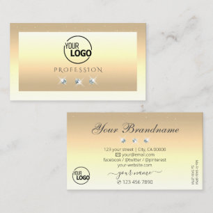 Luxury Cream Beige Ombre Sparkle Diamonds Add Logo Business Card