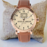 Luxury cream couple names initials monogram<br><div class="desc">Luxury timepieces monogram cream couple names initials Watch are an ideal way to mark a milestone in a relationship, celebrate a union, or present as a unique gift for a unique couple. In an exciting and ever-evolving range of styles and configurations, they can also be customized with precious to ensure...</div>