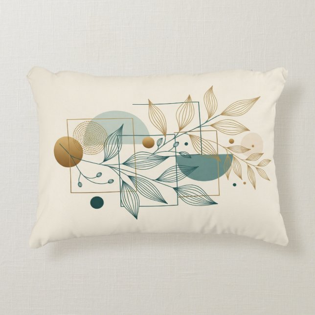 Luxury Cream & Gold Botanical Art Pillow (Front)